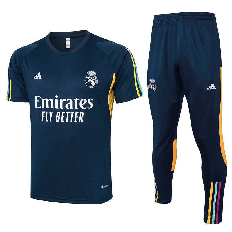 AAA Quality Real Madrid 23/24 Navy Blue/Yellow Training Kit Jers